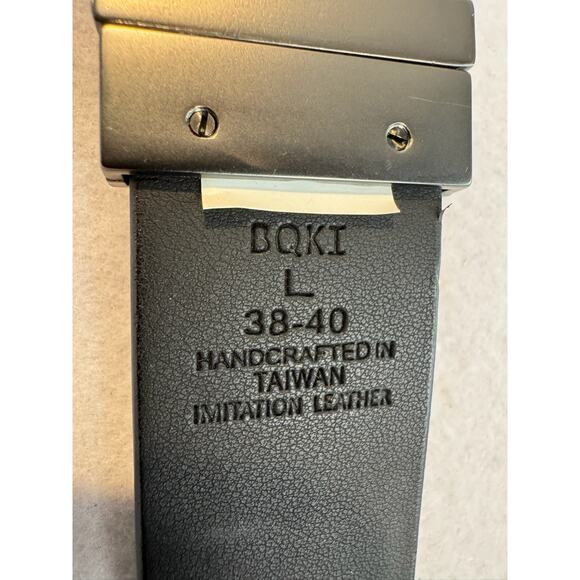 Guess Reversible Belt Black Brown Mens Sz L 38-40 Faux Leather Silver Buckle‎ - Picture 3 of 8